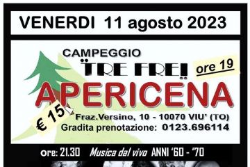 APERICENA AL CAMPEGGIO TRE FREI CON MUSICA DAL VIVO