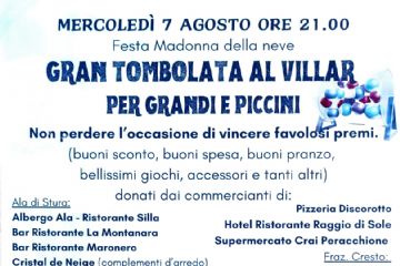 Gran Tombolata al Villar - Festa della Madonna della neve (Ala di Stura) 