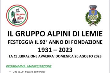 92&#176; Anniversario di fondazione del Gruppo Alpini Lemie